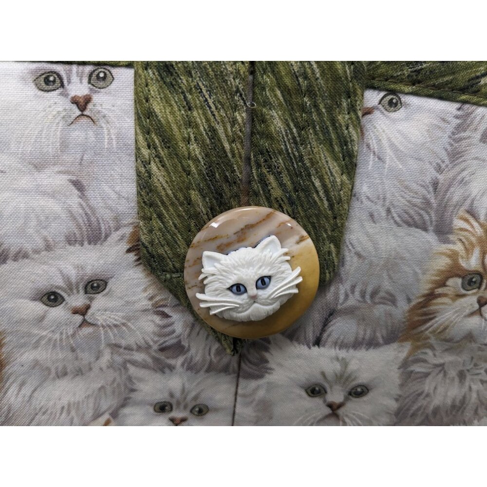 BagsByBonnie Quilted Purse w/White Kitties Cats NWOT Shoulder Bag Whimsical - Picture 3 of 16